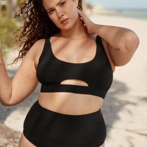BERLOOK Black Cutout Ribbed Plus Size Bikini Top AND Ribbed Plus Size BOTTOM 17